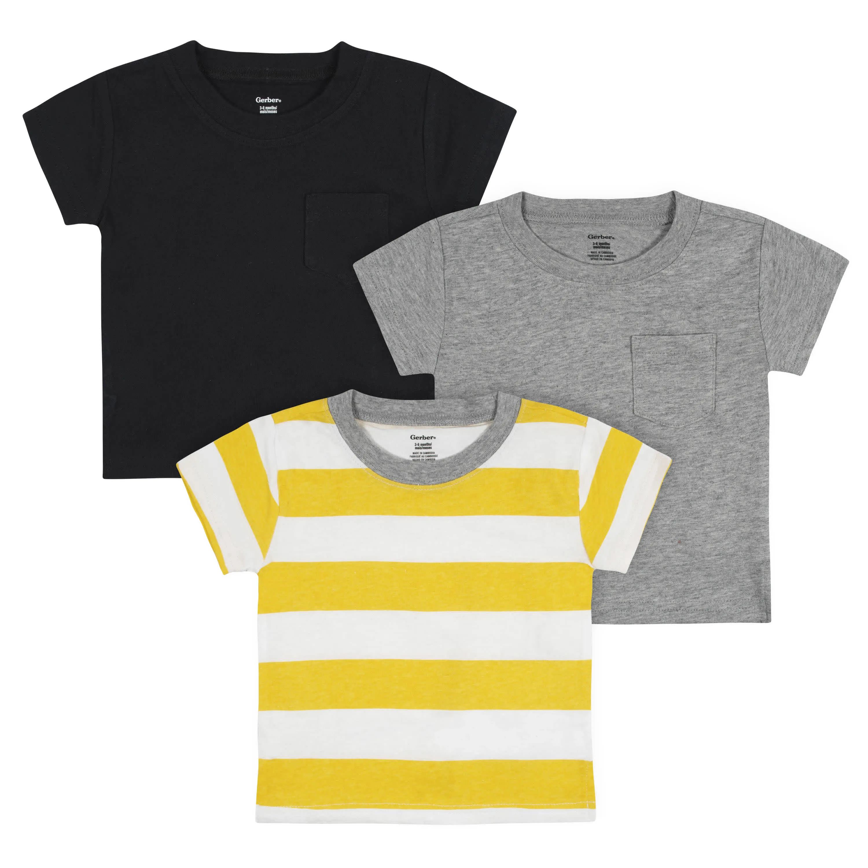 3-Pack Baby & Toddler Boys Neat Neutrals Short Sleeve Pocket Tees