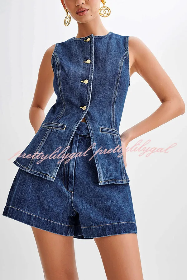 Abel Denim High Waist Relaxed Fit Shorts