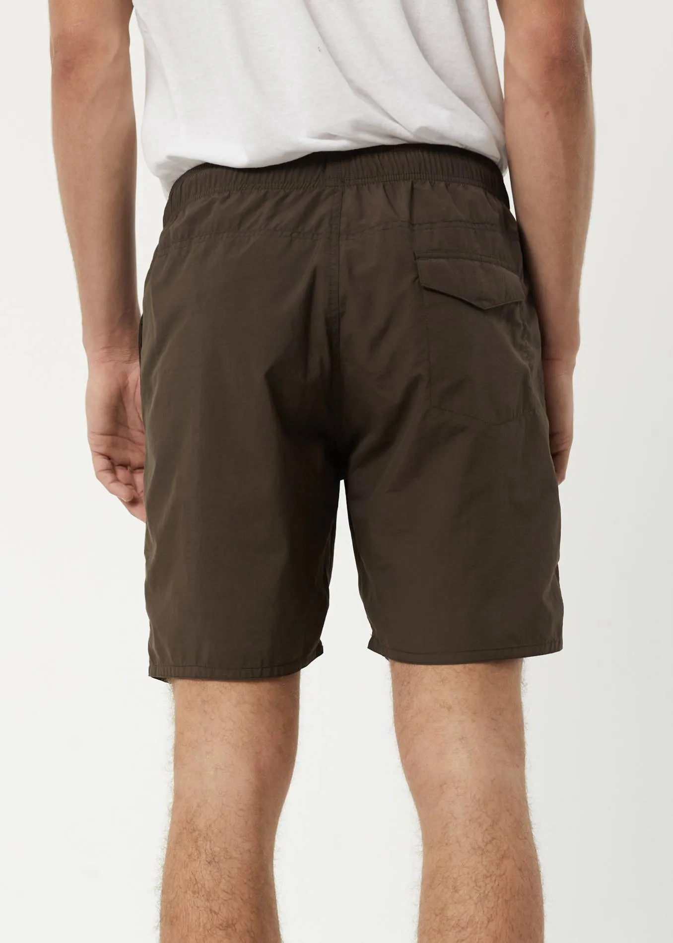 AFENDS Mens Baywatch Misprint - Elastic Waist Shorts - Coffee