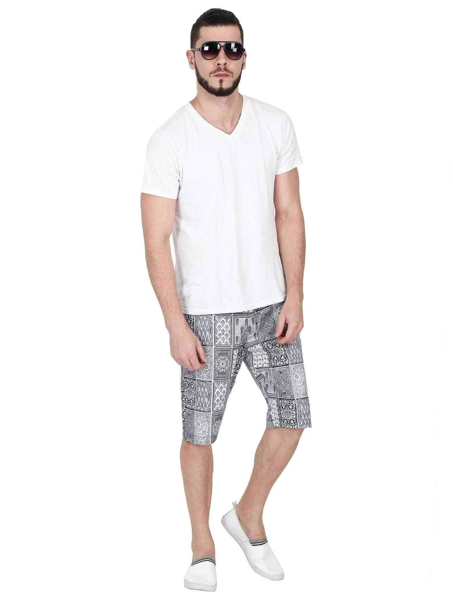 Bloc Men Monochrome Printed Cotton Shorts