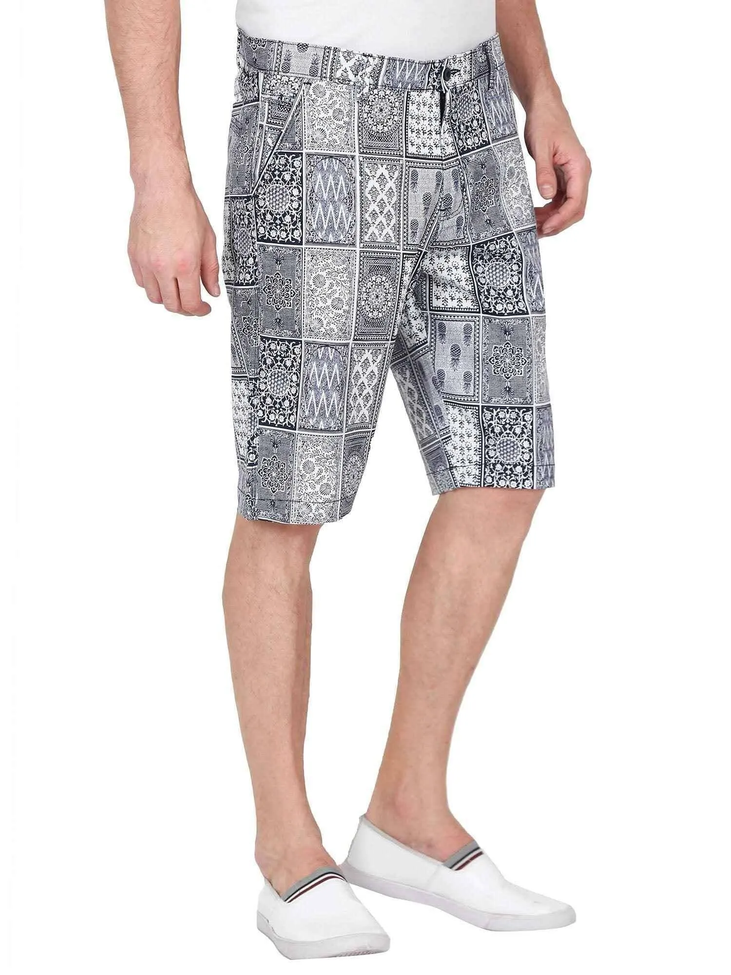 Bloc Men Monochrome Printed Cotton Shorts