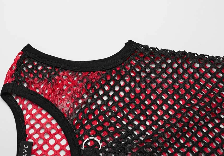 Blythe Fishnet [Black/Red] | CROPPED TANK TOP*