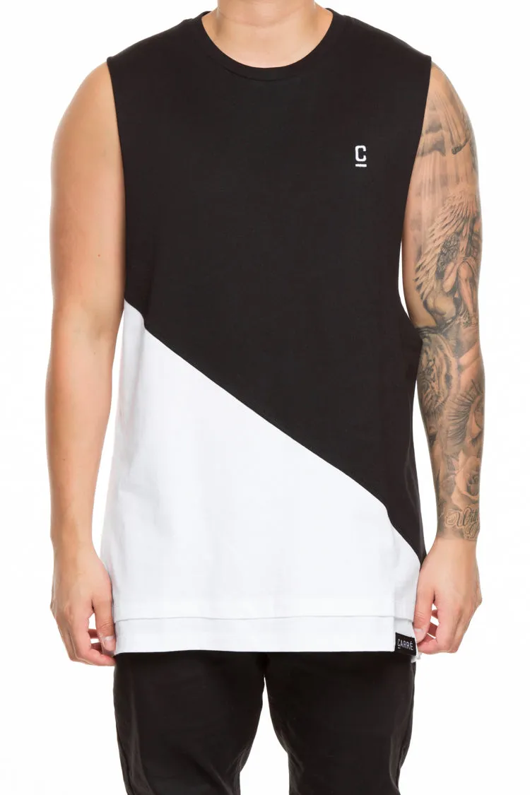 CARRÉ DIAGONAL PANEL 2 MUSCLE TEE BLACK/WHITE