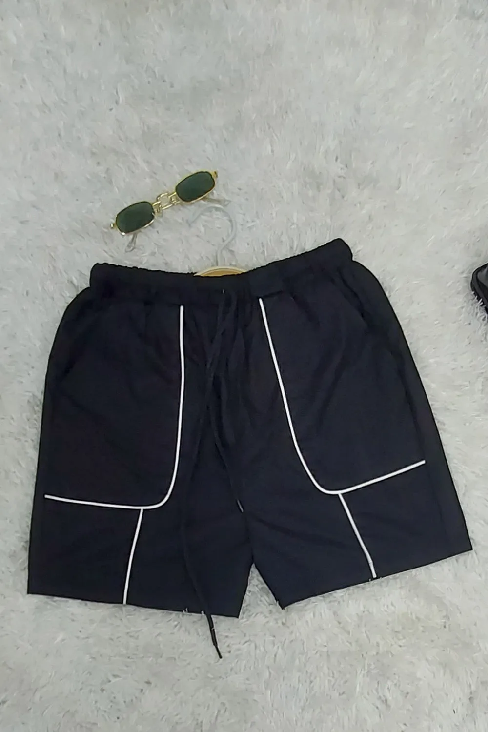 Contrast Binding Drawstring Waist Shorts