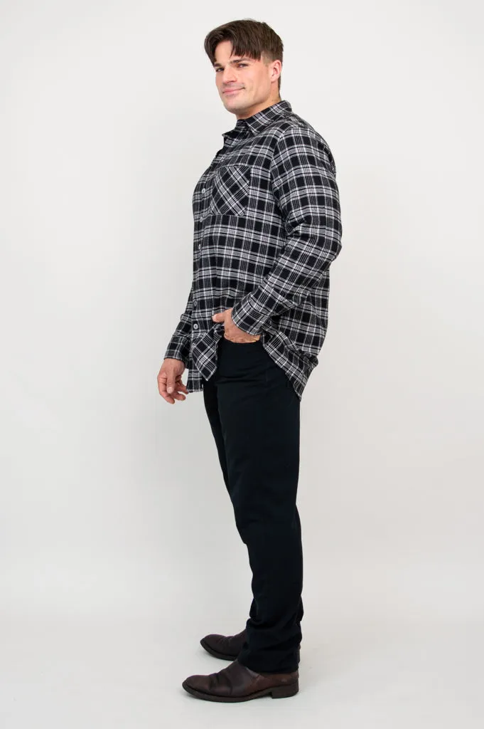 Cory Men's Shirt, Black Retro Plaid, Cotton