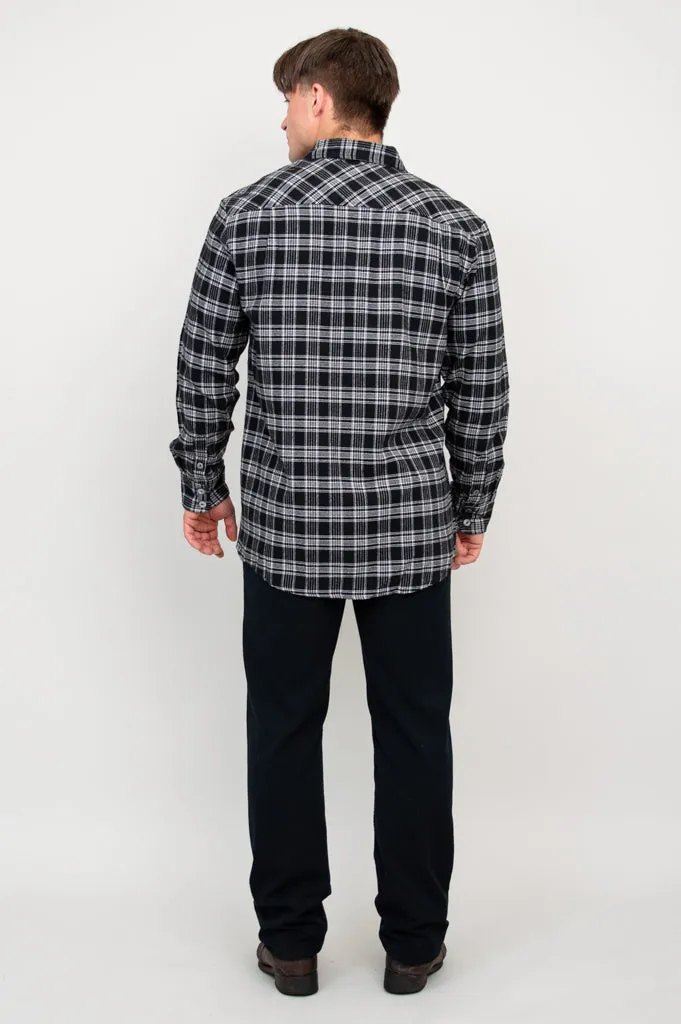 Cory Men's Shirt, Black Retro Plaid, Cotton