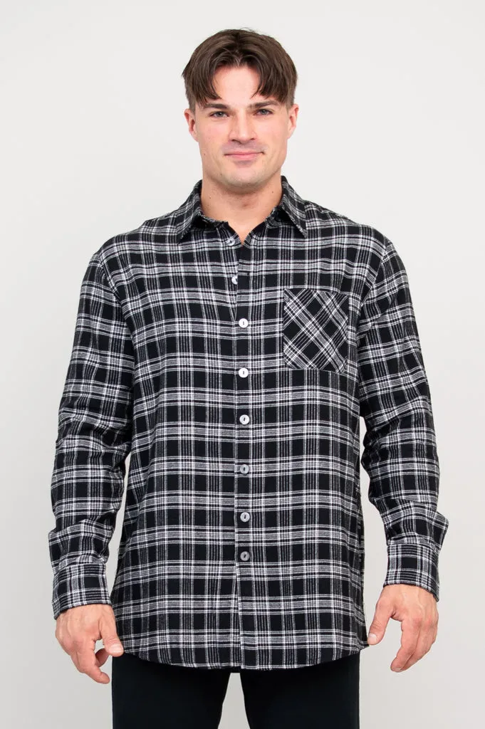 Cory Men's Shirt, Black Retro Plaid, Cotton