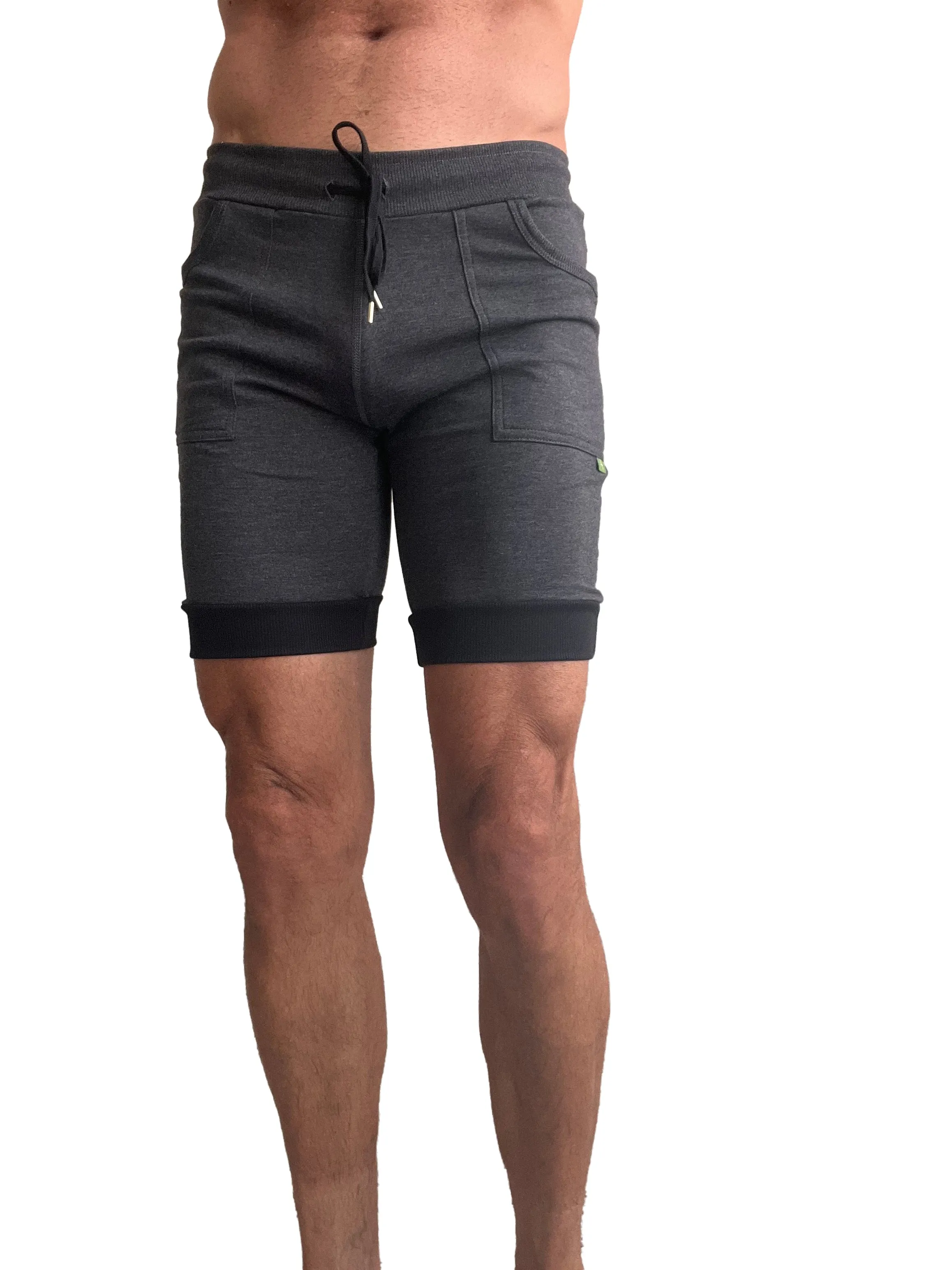 Cuffed Yoga Short (Charcoal w/Grey & Black)