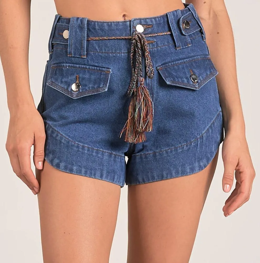 Dark Denim Front Pocket Shorts