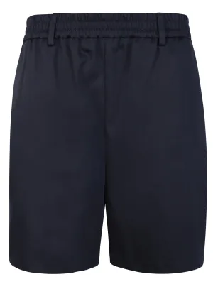 Elasticated waistband blue bermuda shorts