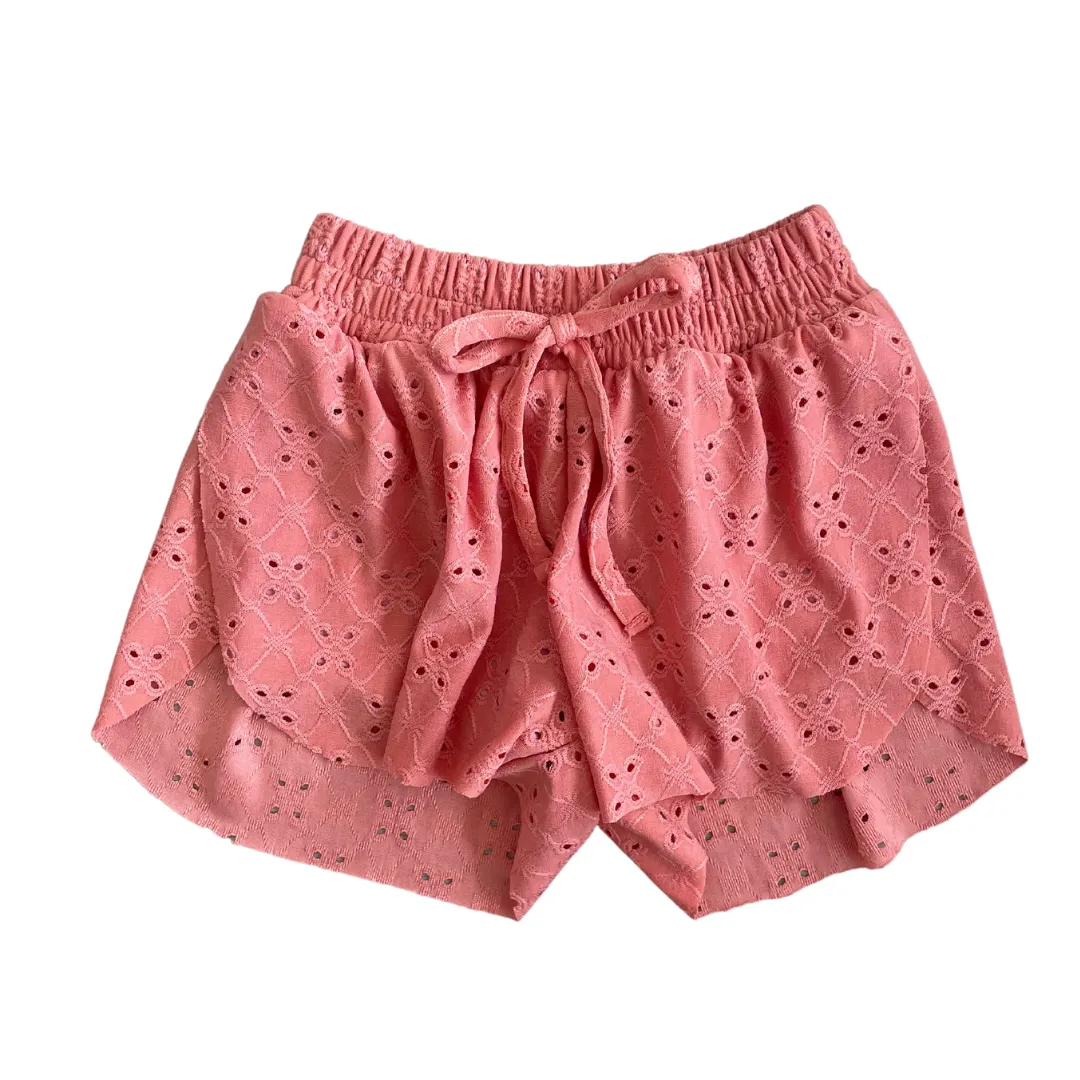 Eyelet Butterfly Shorts - Coral