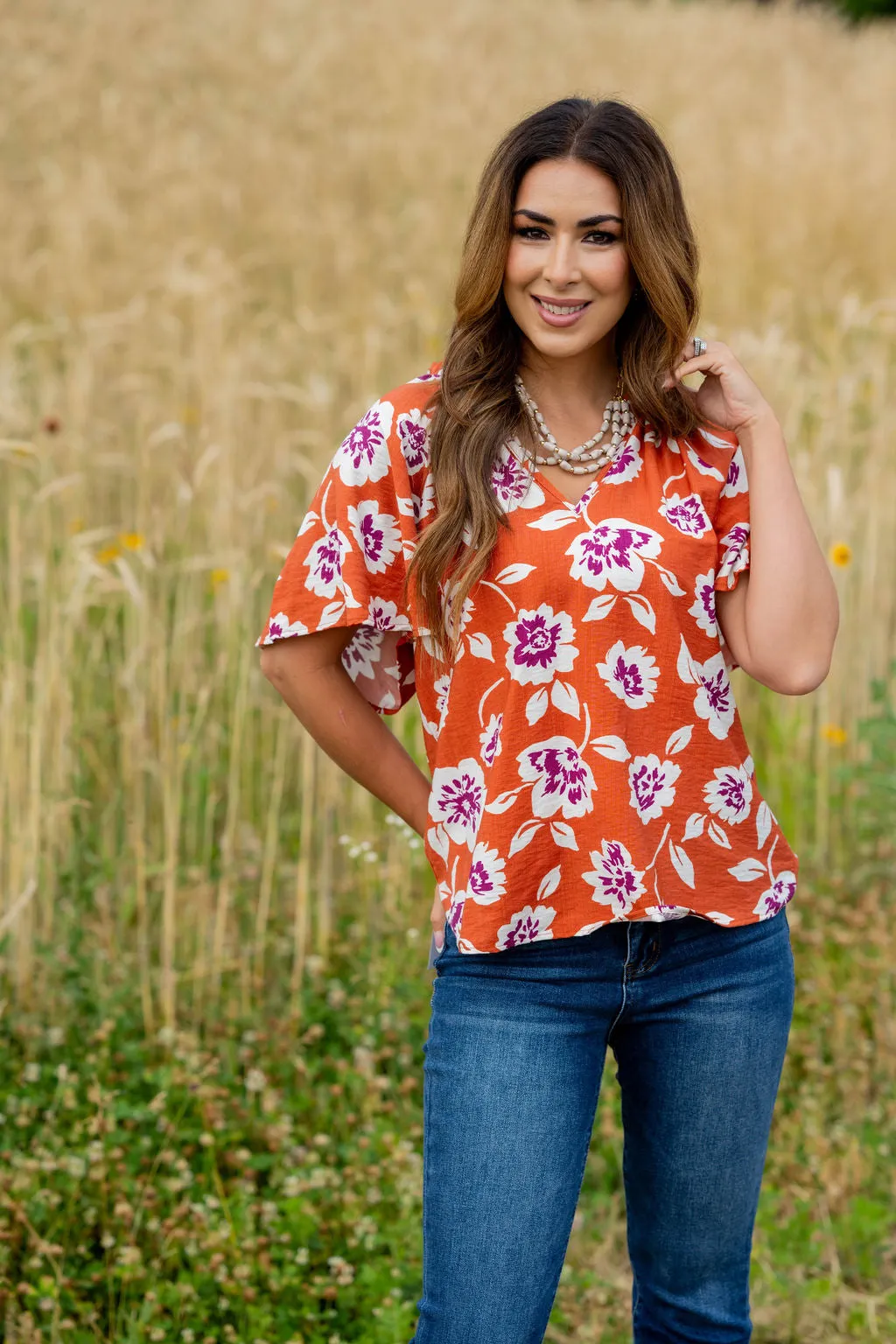 Floating Blooms Relaxed Sleeve Tee