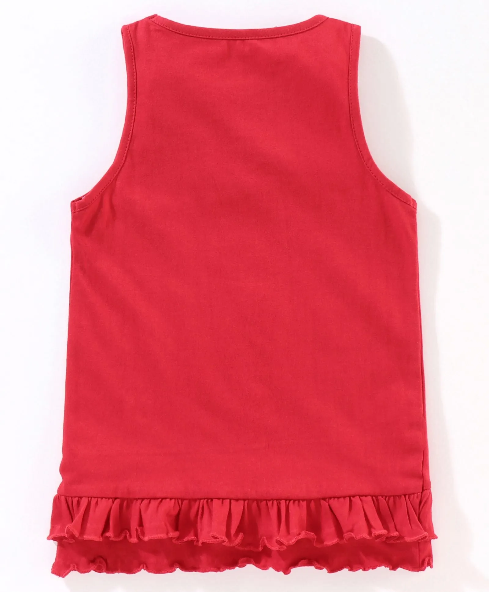 Girls Sleeveless Cotton Tee with Frill