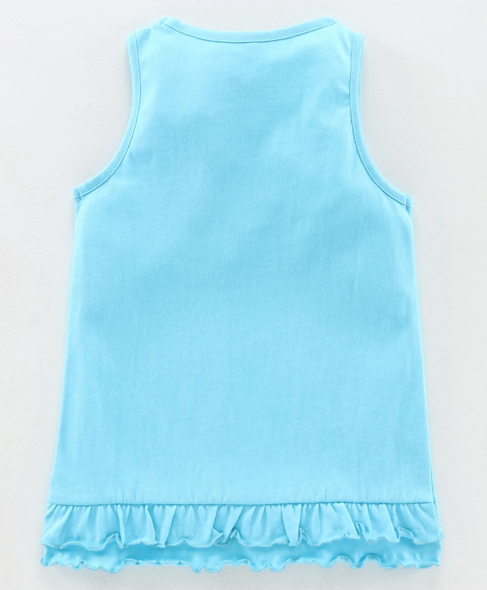 Girls Sleeveless Cotton Tee with Frill