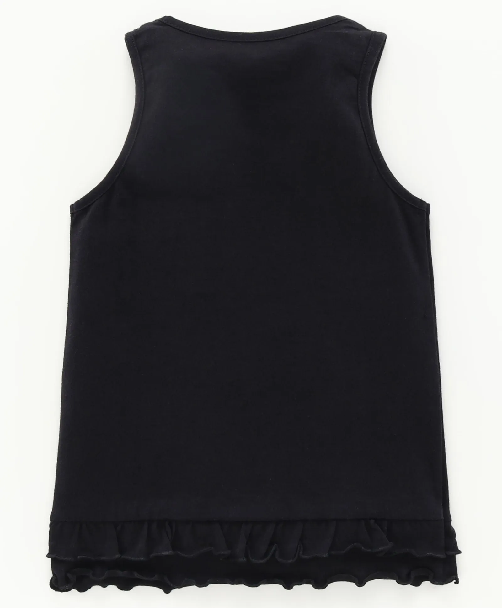 Girls Sleeveless tee with Print and frill hem