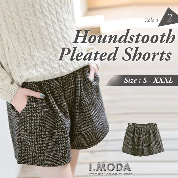 HOUNDSTOOTH PLEATED SHORTS