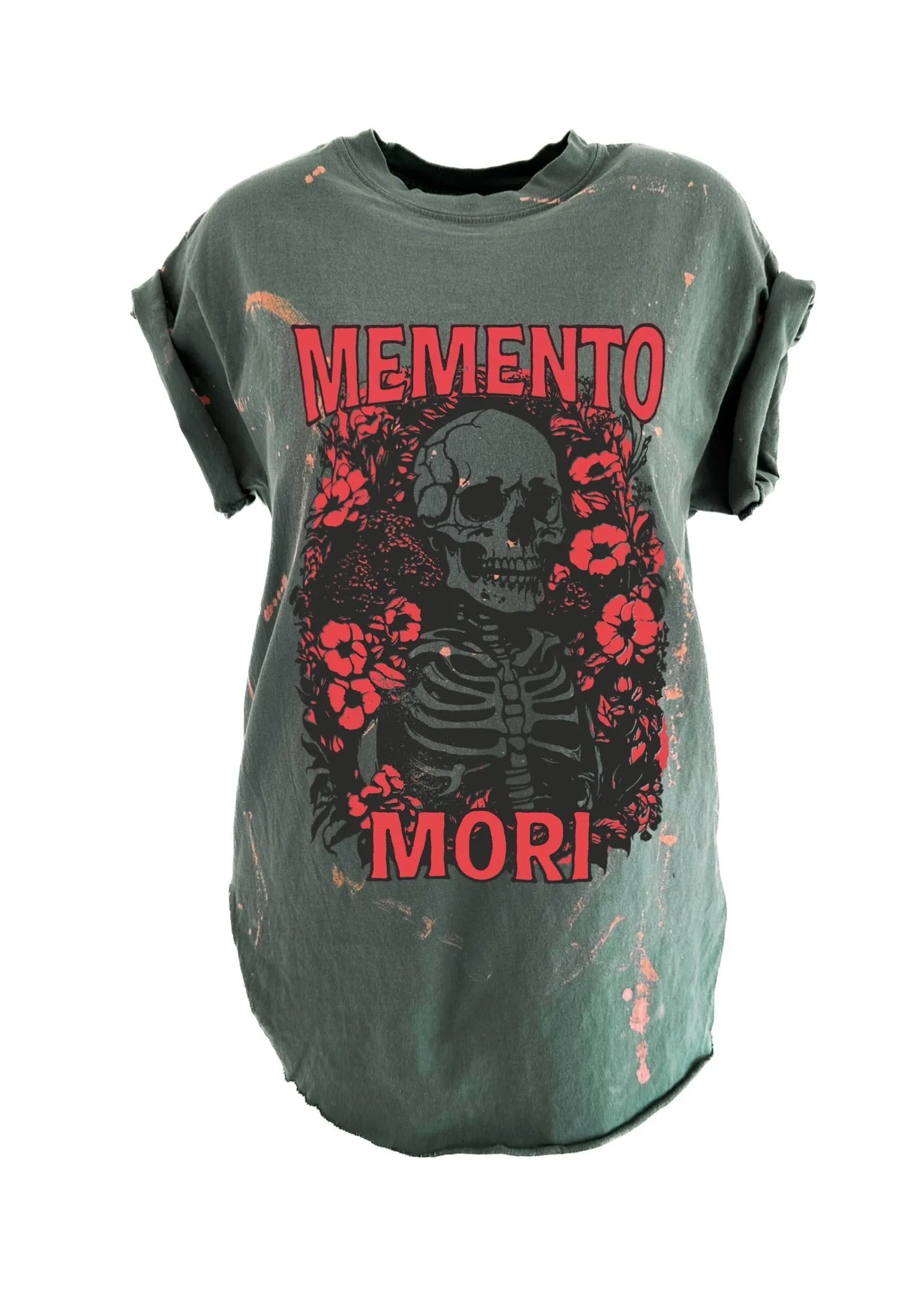 MEMENTO MORI BLEACHED OUT SIDE SLIT TEE