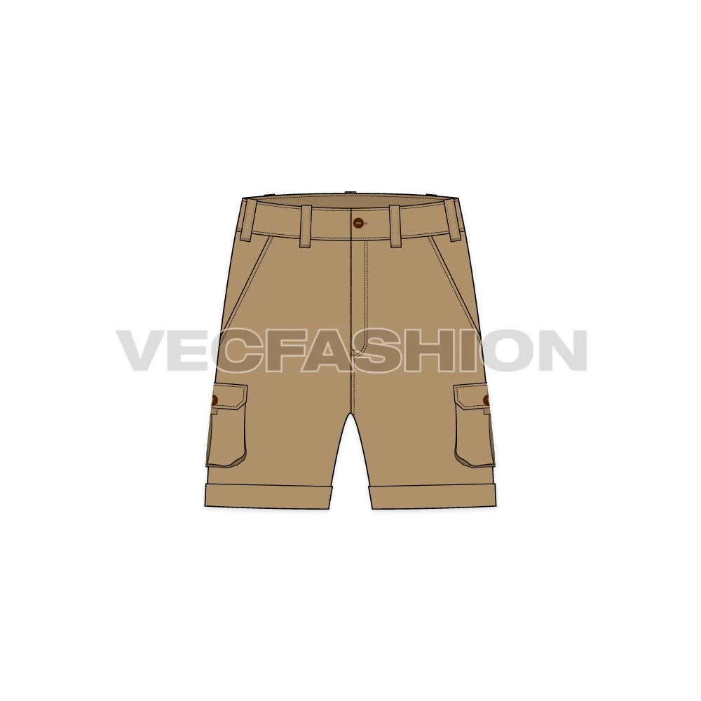 Mens Khaki Shorts with Patch Pockets