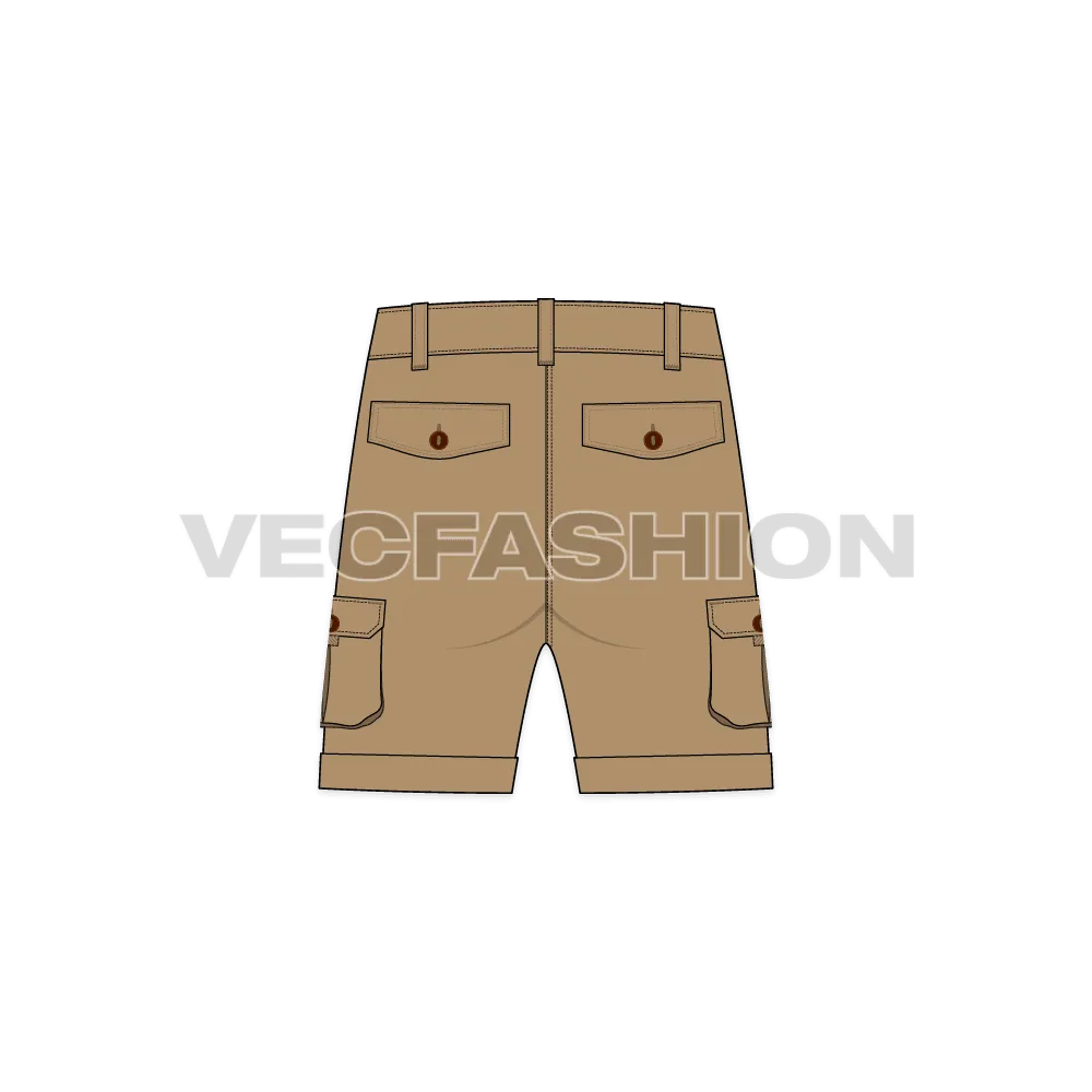 Mens Khaki Shorts with Patch Pockets