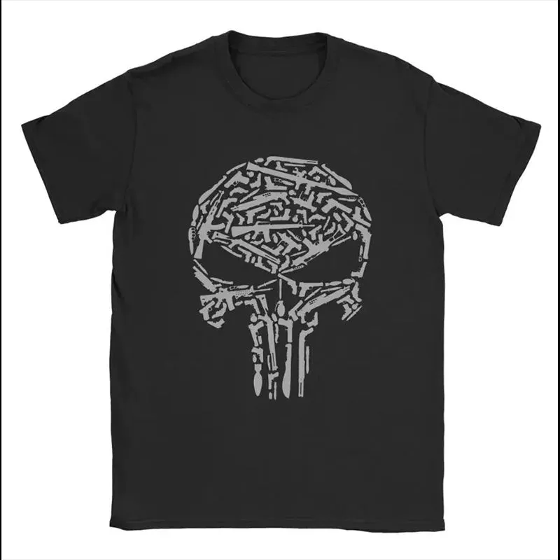 Men's Skull Print Cotton Short Sleeve T-shirt