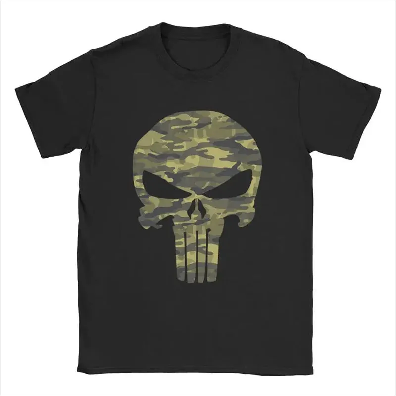 Men's Skull Print Cotton Short Sleeve T-shirt