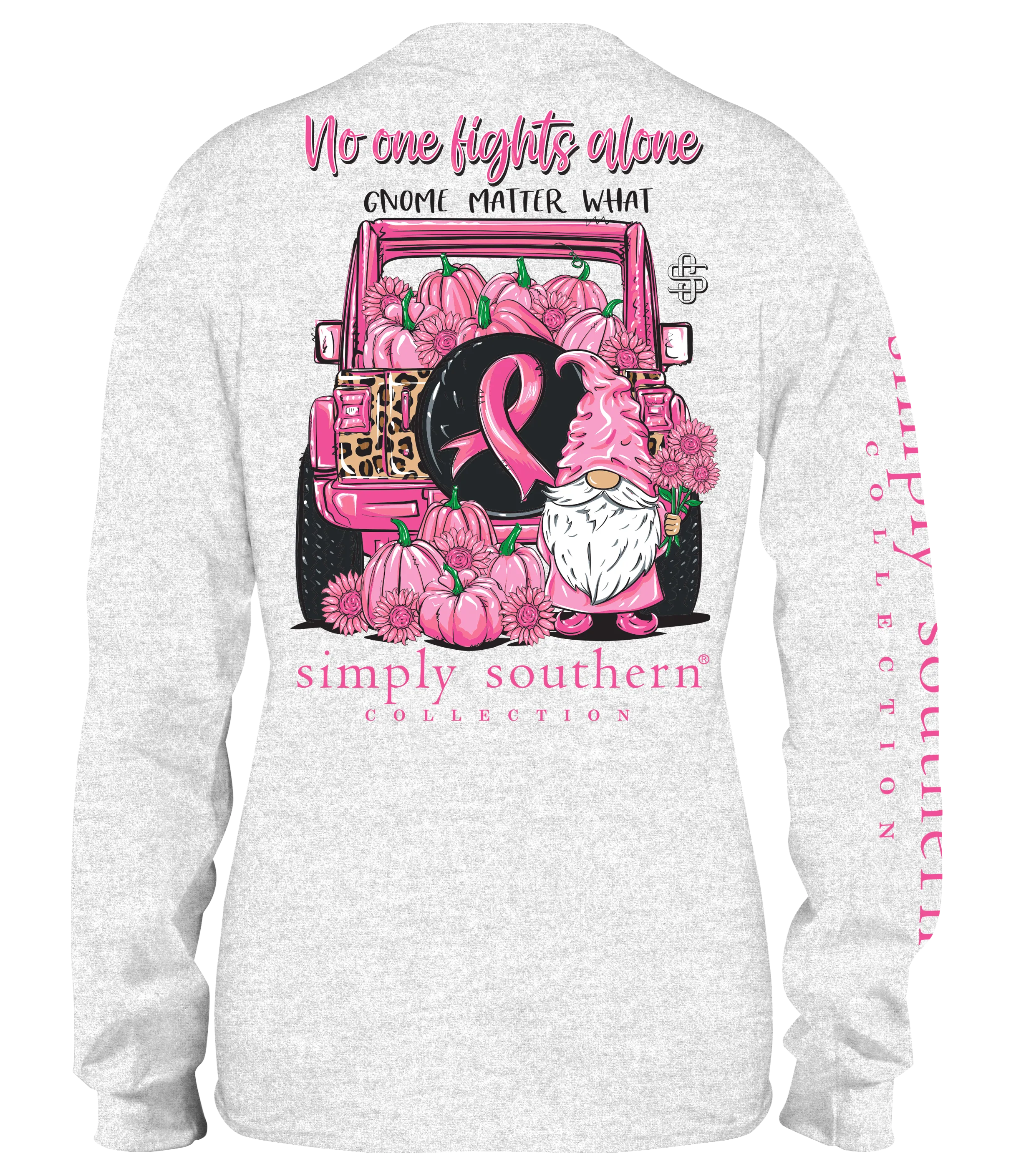 'No One Fights Alone, Gnome Matter What' Breast Cancer Long Sleeve Tee by Simply Southern