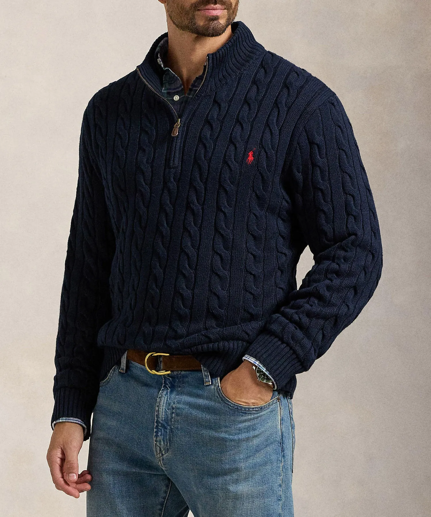 Polo Ralph Lauren Cotton Cable Half-Zip Pullover Sweater