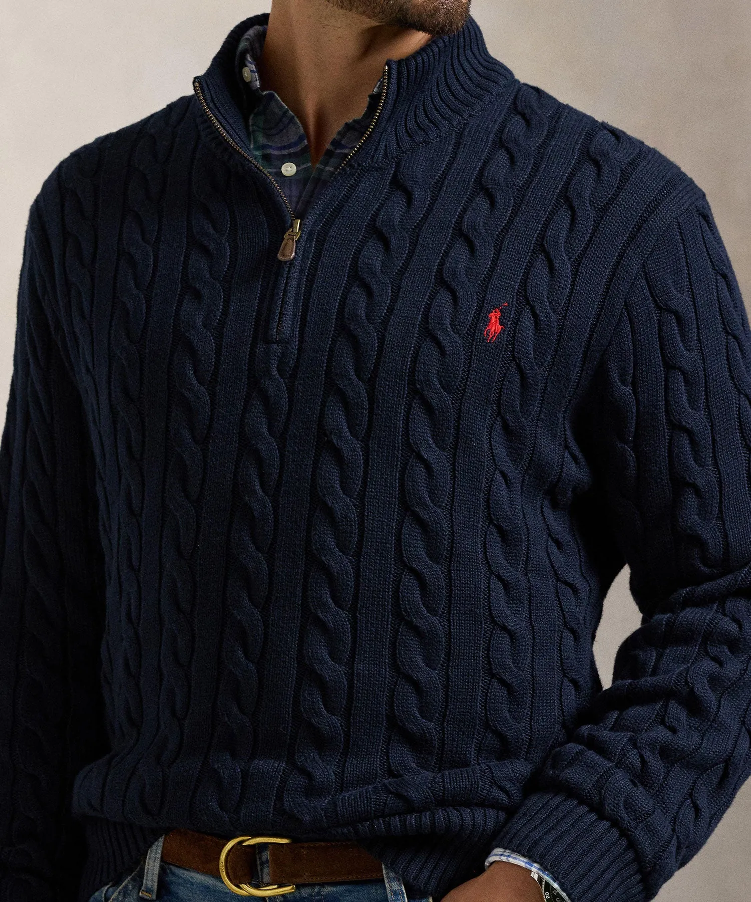 Polo Ralph Lauren Cotton Cable Half-Zip Pullover Sweater