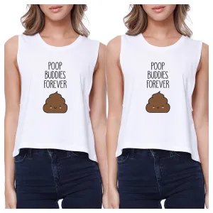 Poop Buddies BFF Matching White Crop Tops