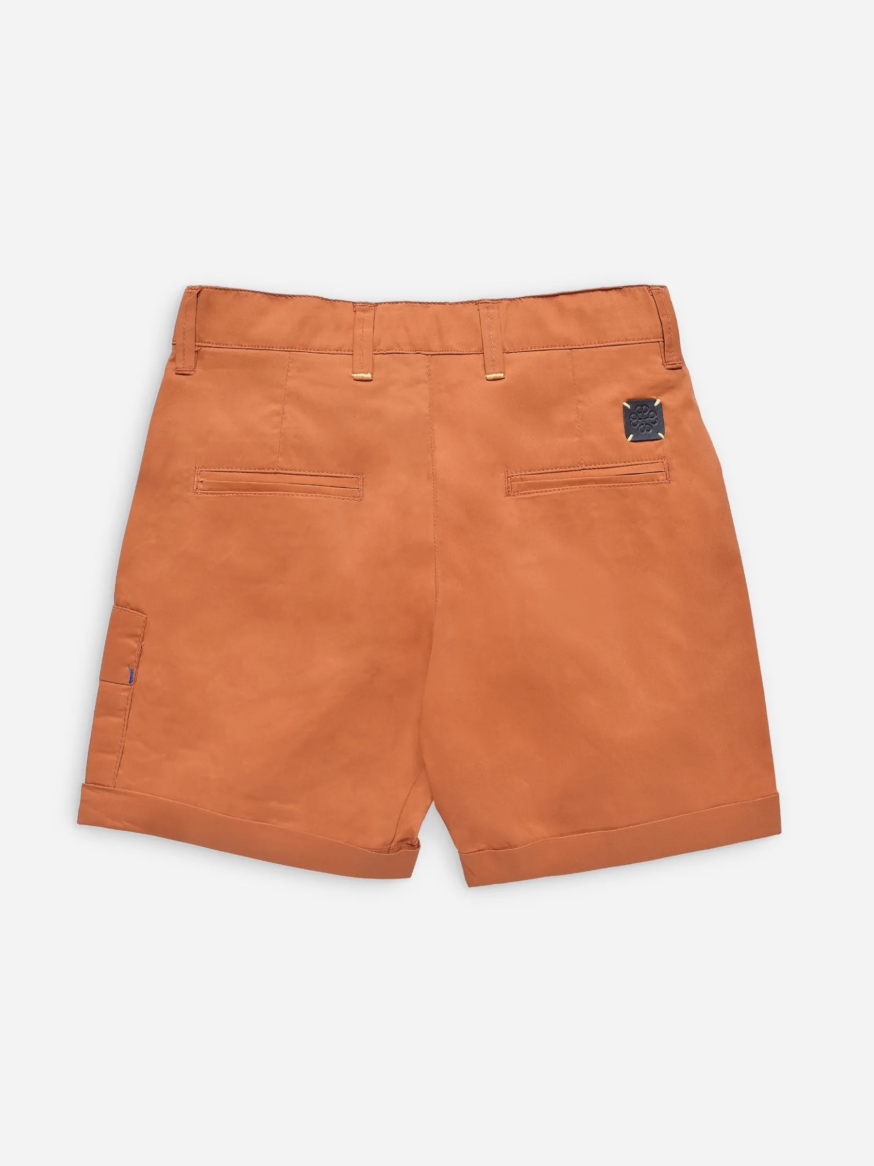 Rusty Orange Stretch Cotton Casual Shorts