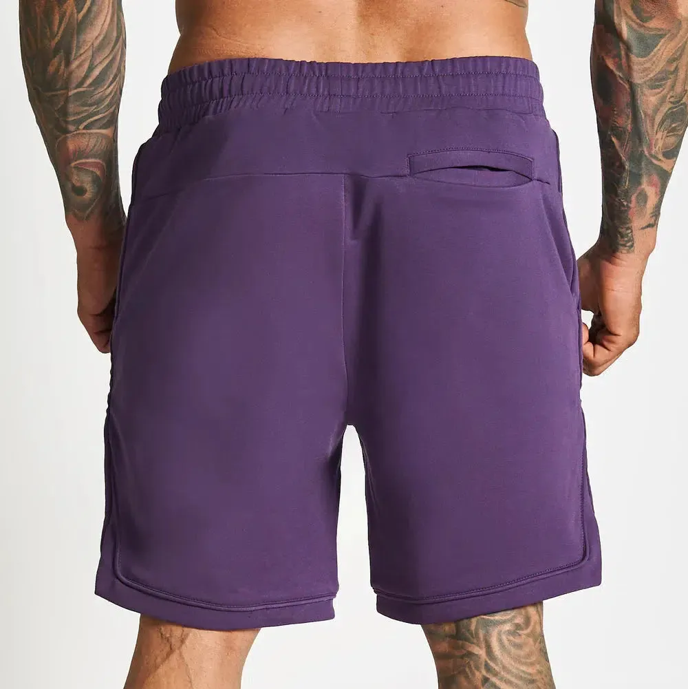 RZIST NEVER SETTLE MEN'S PURPLE CASUAL SHORTS