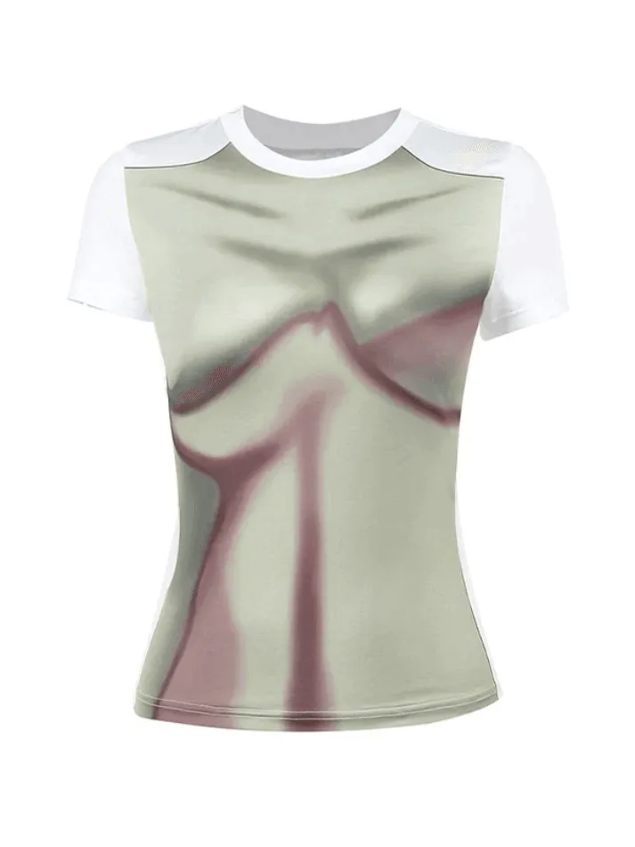 Short Sleeve Abstract Printed Tee