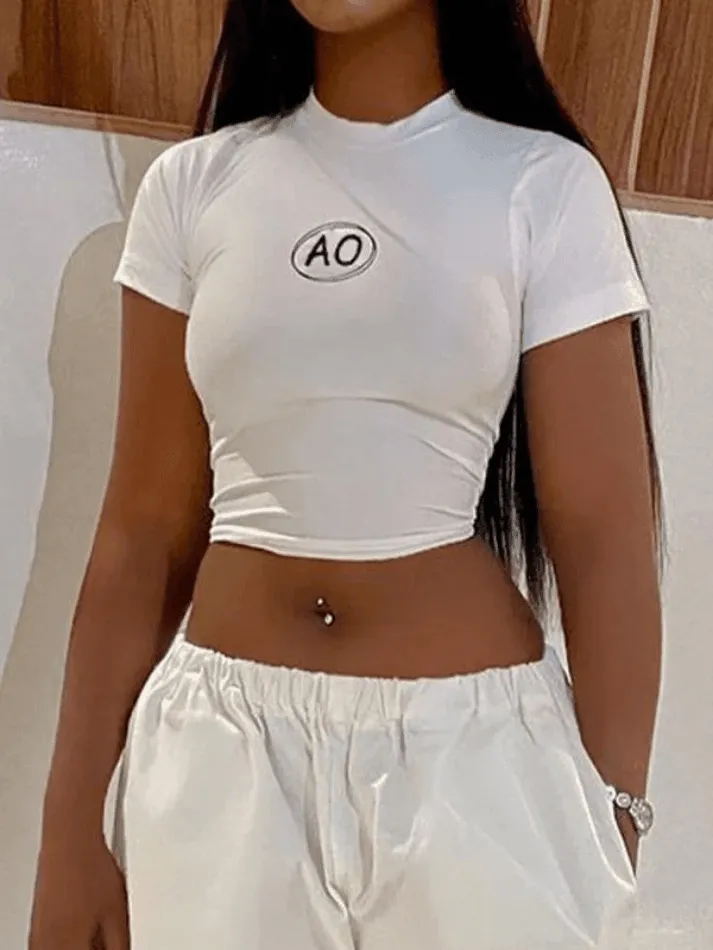 Short Sleeve Logo Crop Top