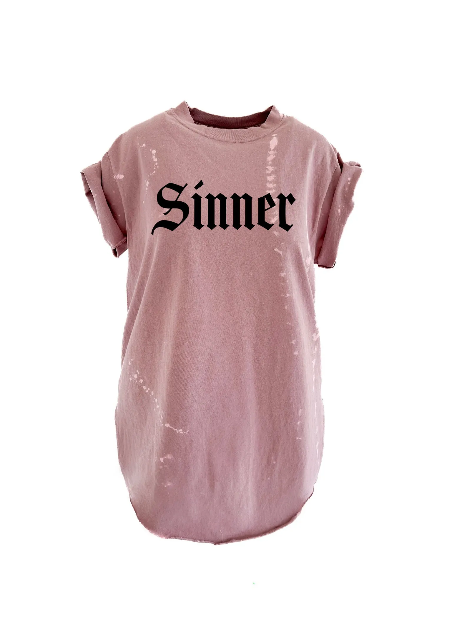 SINNER BLEACHED OUT SIDE SLIT TEE