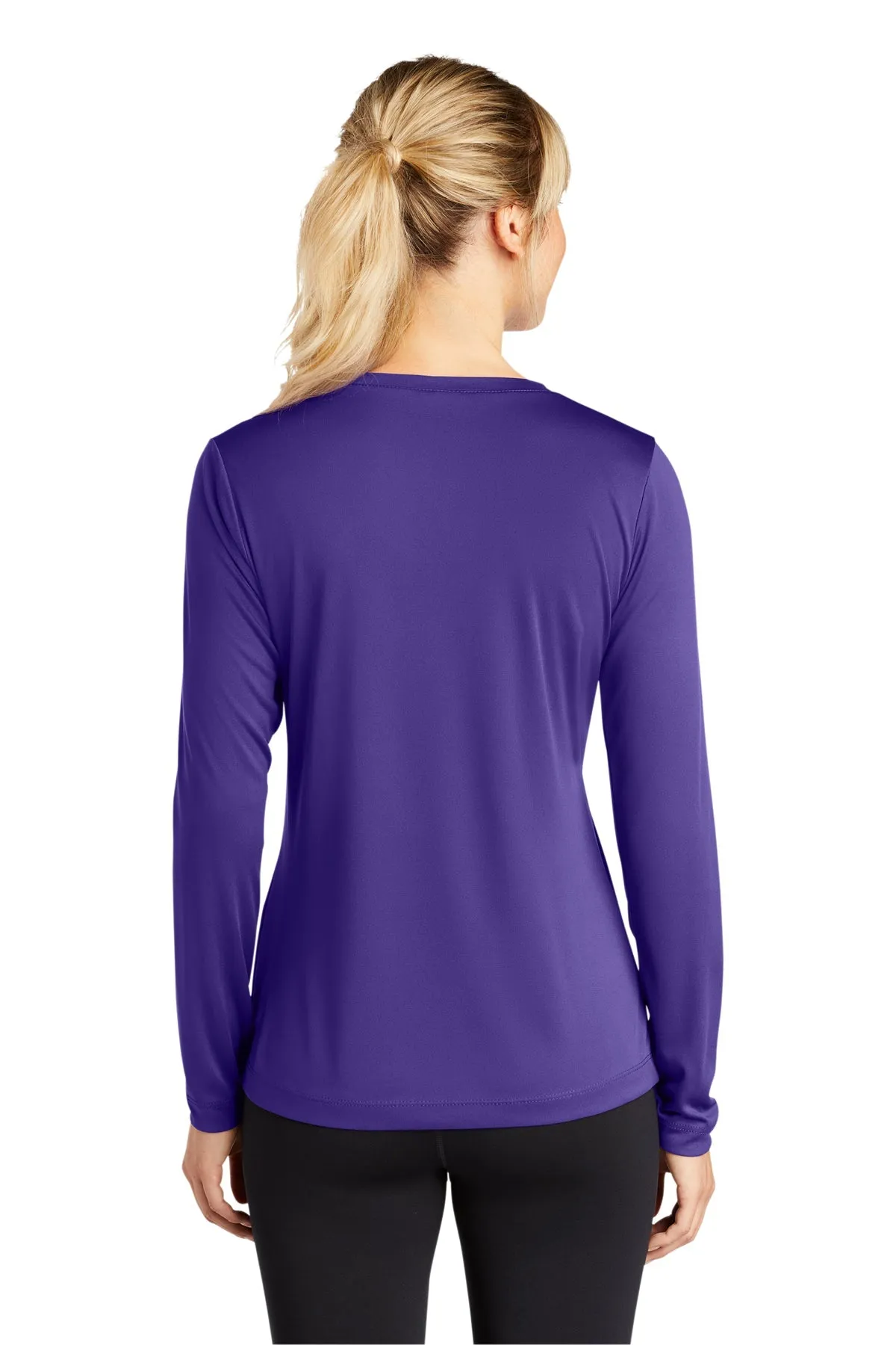 Sport-Tek Ladies Long Sleeve PosiCharge Competitor Customized V-Neck Tee's, Purple