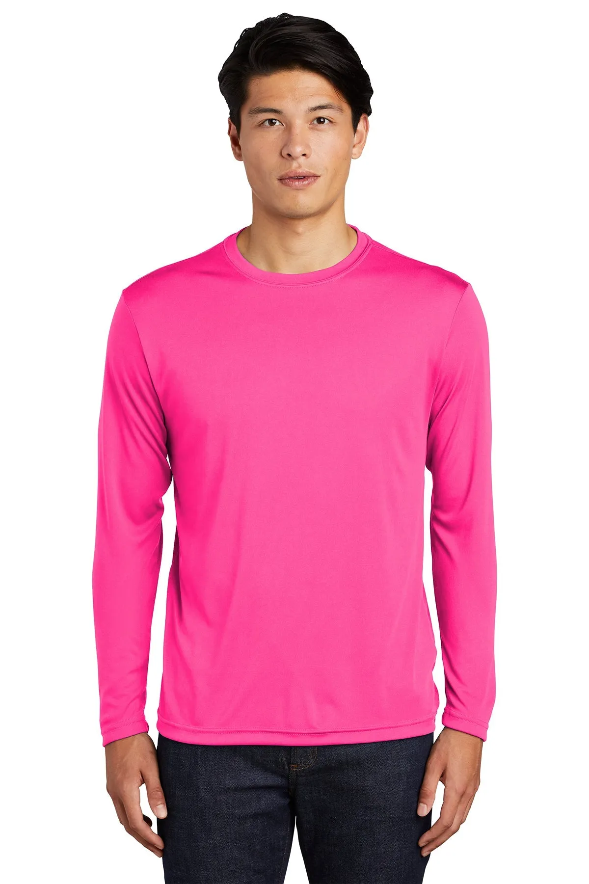 Sport-Tek Long Sleeve PosiCharge Customized Competitor Tee's, Neon Pink