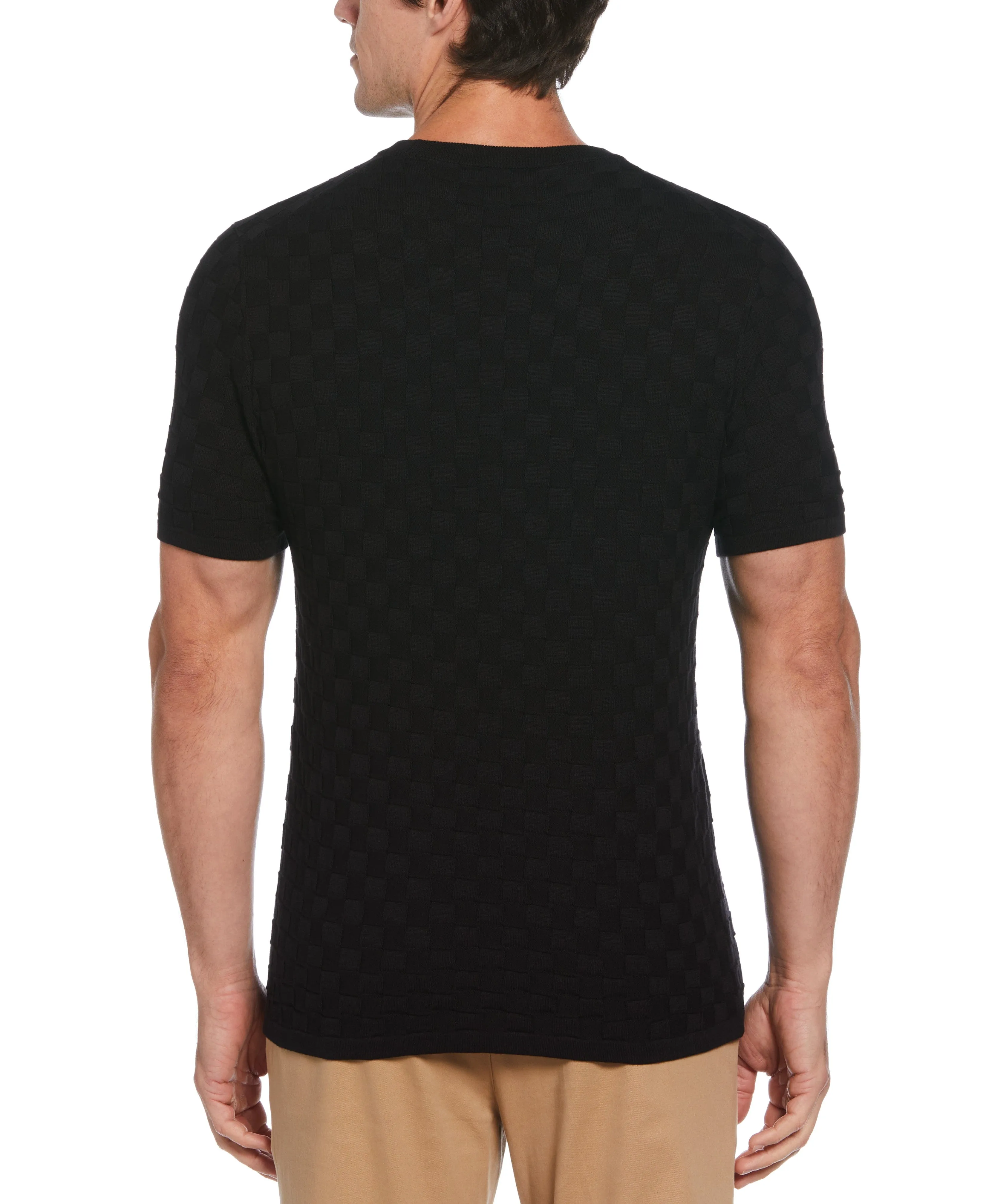 Square Pattern Crew Neck Sweater Tee