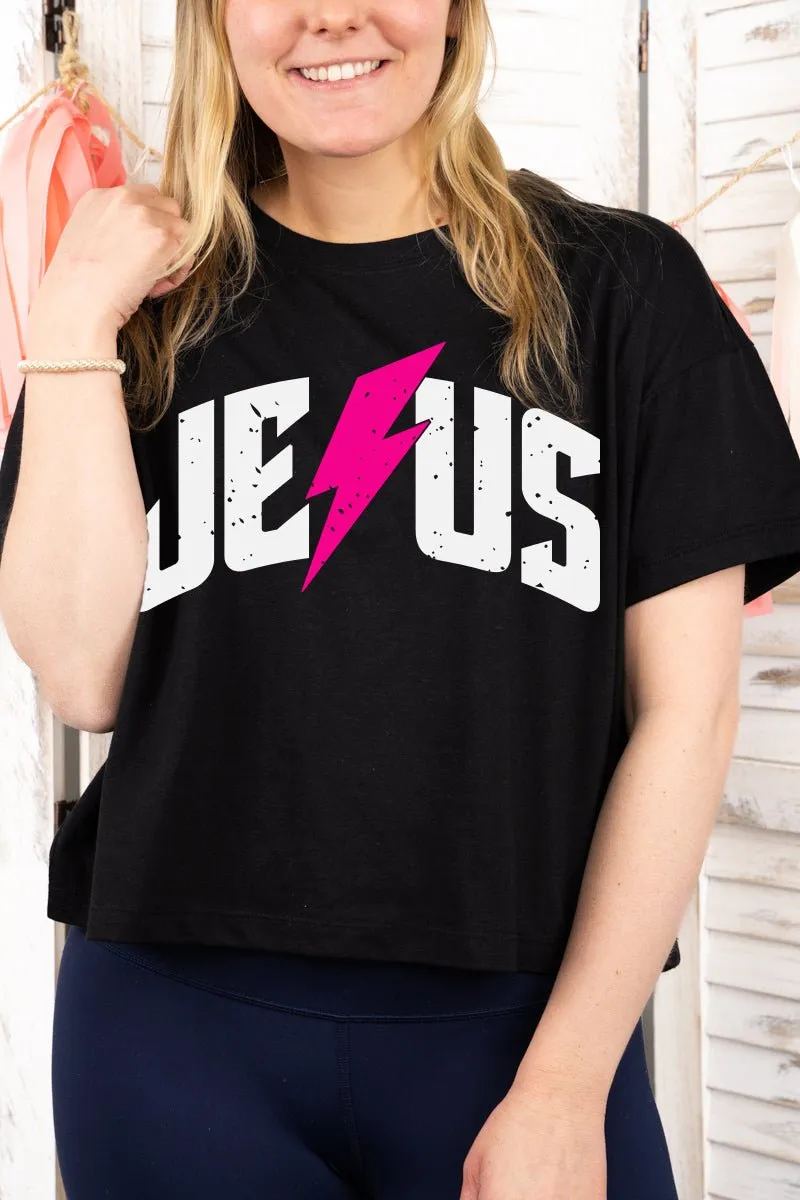 Strike Distressed Jesus Women's Soft-Tek Blend Crop T-Shirt