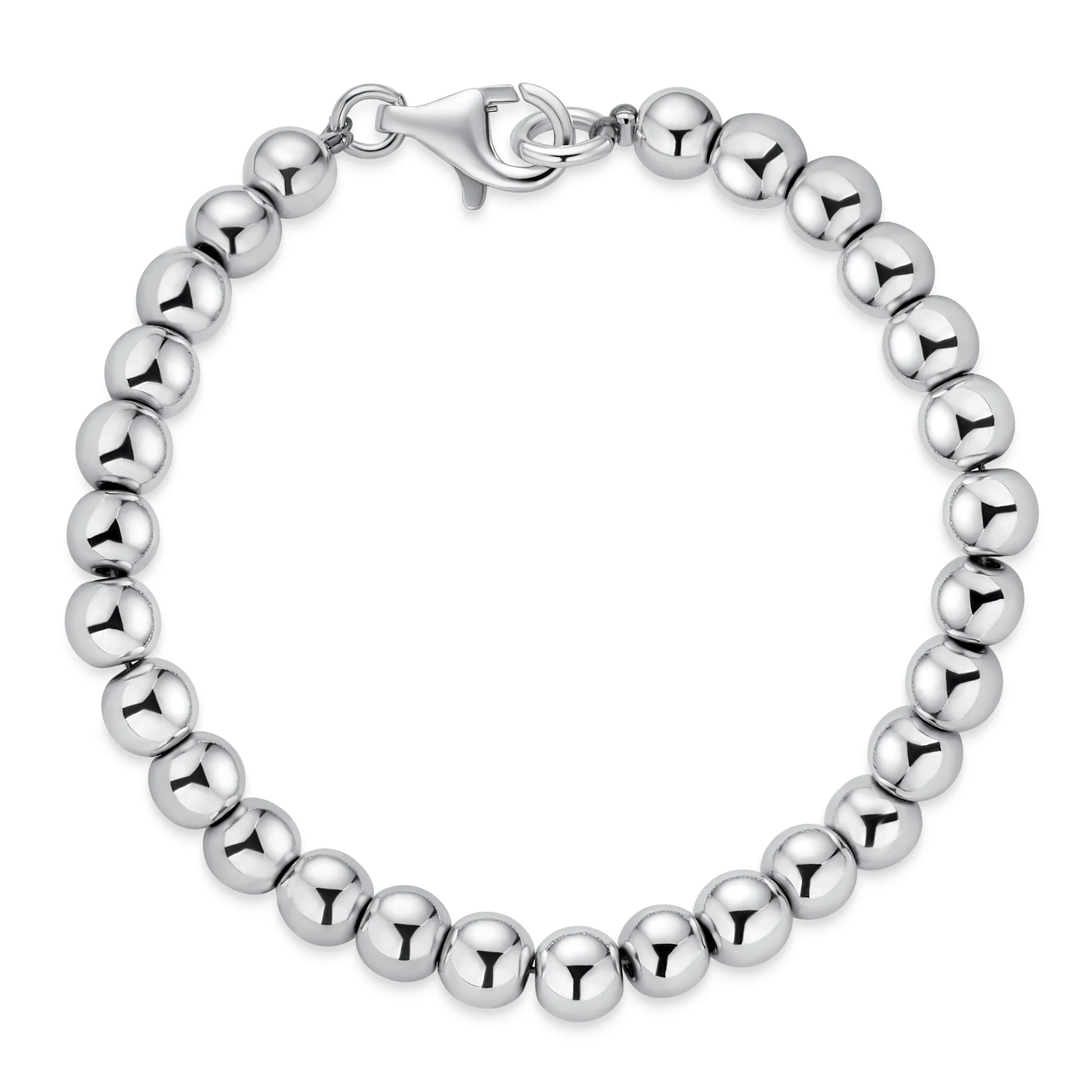 Traditional Sterling Silver Bead Ball Strand Bracelet Multiple Sizes Available