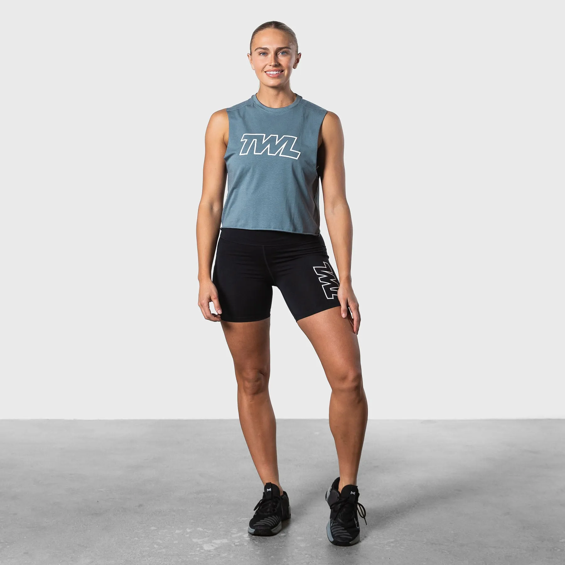 TWL - WOMEN'S SLASH CROP - ATHLETE - PEWTER/WHITE