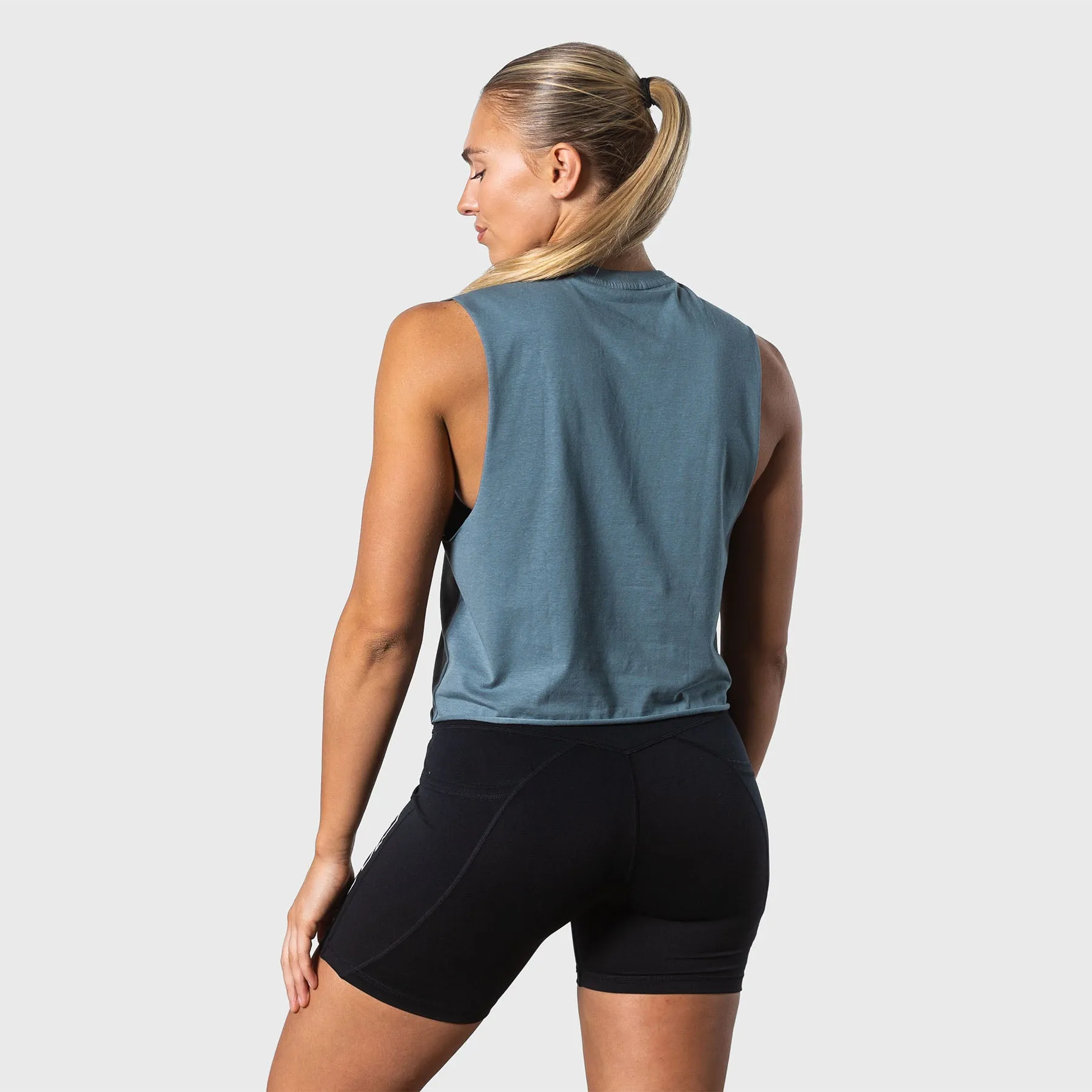 TWL - WOMEN'S SLASH CROP - ATHLETE - PEWTER/WHITE