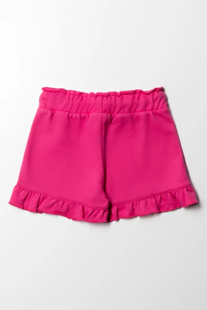 Unbrused Frilled Short Cerise