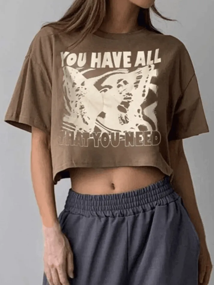 Vintage Printed Boxy Crop Top