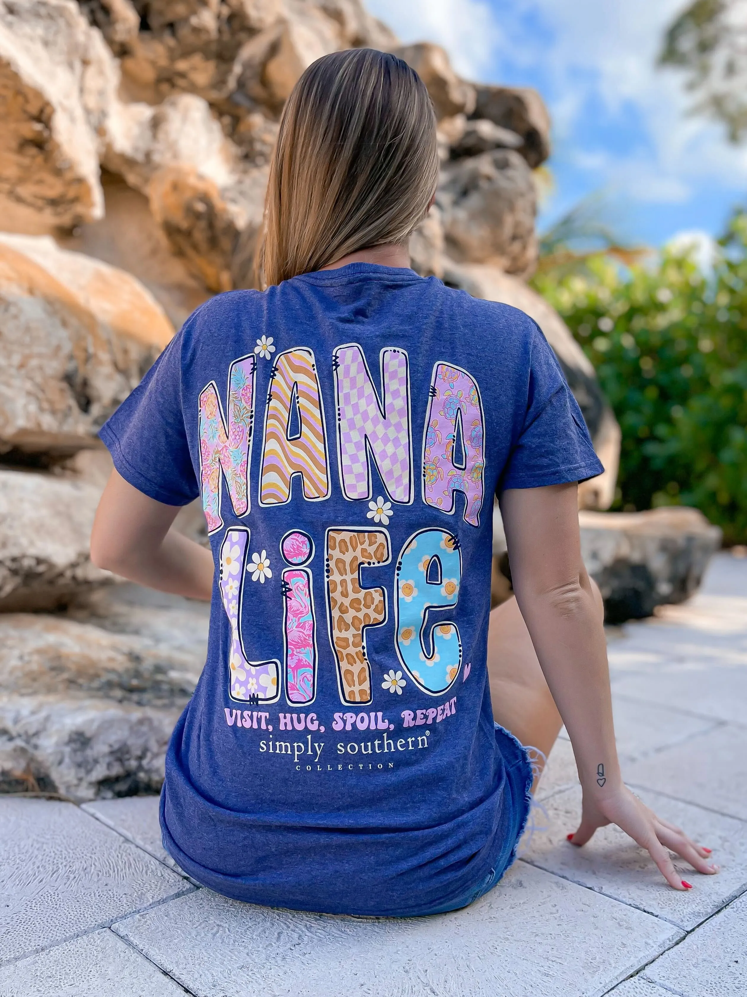 'Visit, Hug, Spoil, Repeat' Nana Short Sleeve Tee by Simply Southern